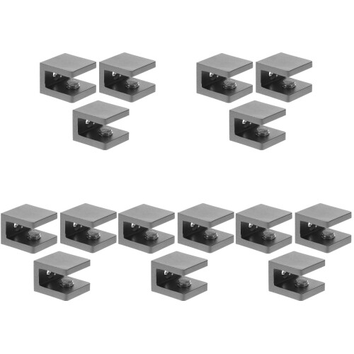 15Pcs Black Frameless Glass Shelf Brackets Heavy Duty Adjustable Clips 1