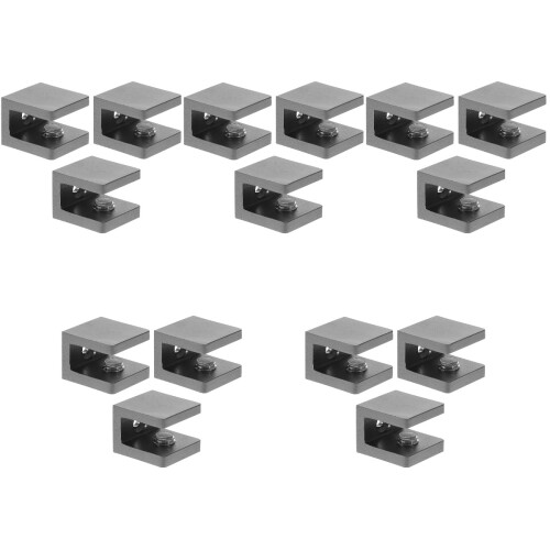 15Pcs Black Frameless Glass Shelf Brackets Heavy Duty Adjustable Clips 2