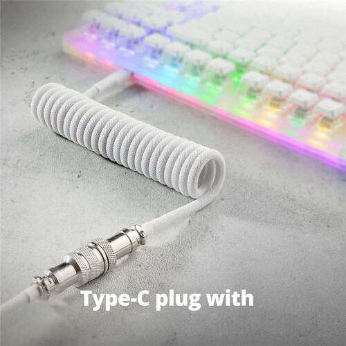 USB Type-C Cable for Gaming Keyboards, Double Sleeved Mechanical Keyboard Cable, Mechanical Keyboard Custom Coiled Cable 2