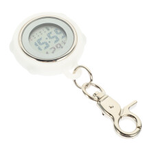 5Pcs Lightweight White Buckle Nurse Pocket Watch with Keychain