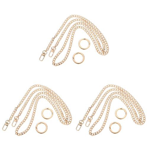 3Pcs Polished Golden Handbag Chain Strap Replacement for Shoulder Bags 1