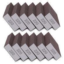 12 Pièces Éponge de Ponçage Grain 220 Blocs de Ponçage Fins pour Cloisons Sèches Métal Bois Lavables et Réutilisables