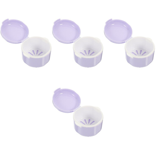 4Pcs Lightweight Violet Denture Storage Box Portable Brace Container 2