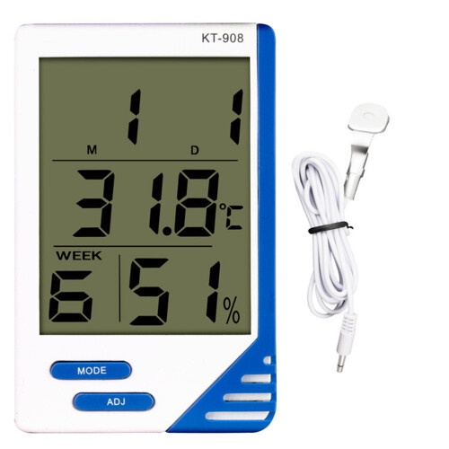 2Pcs Portable Digital Temperature Humidity Meter with Clock for Home