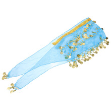 4Pcs Blue Sparkly Belly Dance Waist Scarves Sequin Dance Skirts