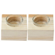 8Pcs Beige Wooden Candle Holders for Table Decorative Tealight Stands