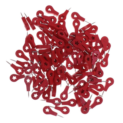 200Pcs Red Wood Pushpin Practical Thumbtack for Office Home School Use 2