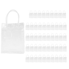 50PCS Clear PVC Gift Bags with Handles Reusable Plastic Wrap Tote Bags Transparent Shopping Bag for Christmas Party
