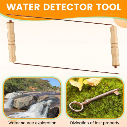 Copper Dowsing Rods Kit for Divination Tool - Natural Wooden Handles Divining Rods 2