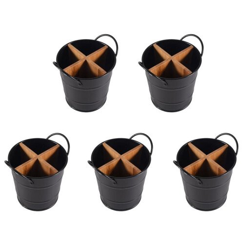 5X Cutlery Organizer Knife Stand Storage Holder Separate Spoon Fork Chopstick Kitchenware Cooking Tool Bucket Black