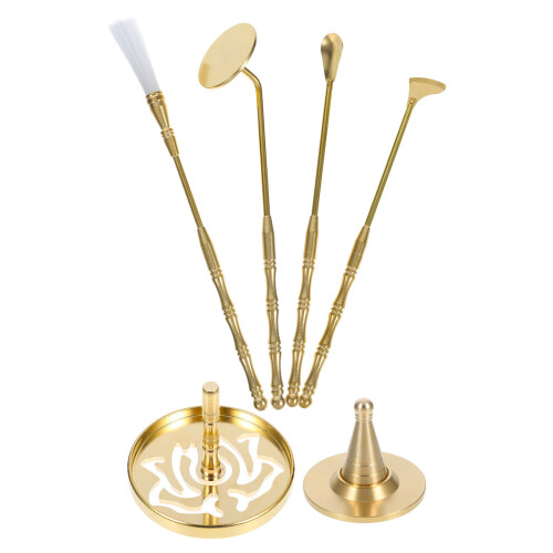 2Sets Brass Incense Mold Set Golden Color Easy Use Incense Press Tools