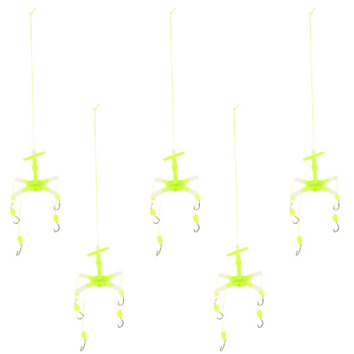 20Pcs Wear-Resistant Light Green Fishing Hooks with Multi-Hook Setup 2