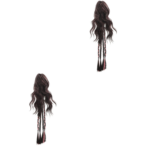 2Pcs Half-Up Braided Ponytail Clip Extensions Multi Colored High Temp 2
