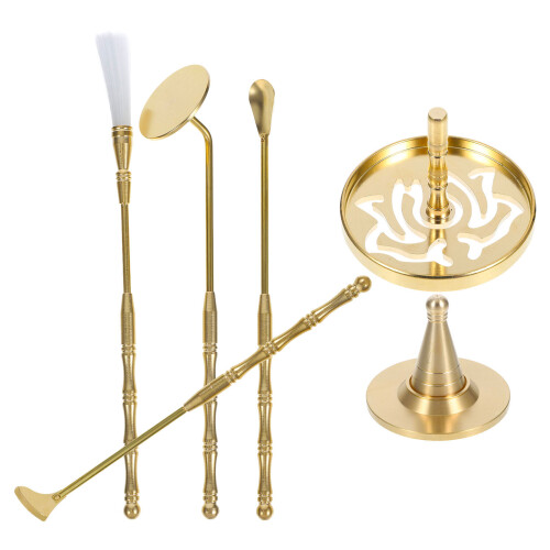 2Sets Brass Incense Mold Set Golden Color Easy Use Incense Press Tools 1