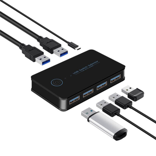 USB KVM  USB Shared Switcher 2 in 4 Out for Laptop PC Keyboard Mouse Printer USB  Hub Adapter USB 2.0 1