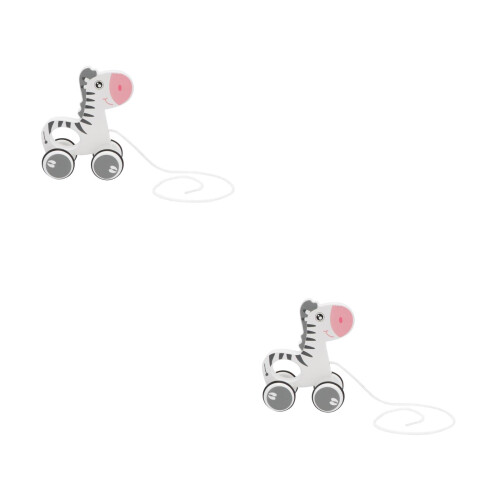 2Pcs White Wooden Trailer Pull Along Toy Toddler Educational Walking 2