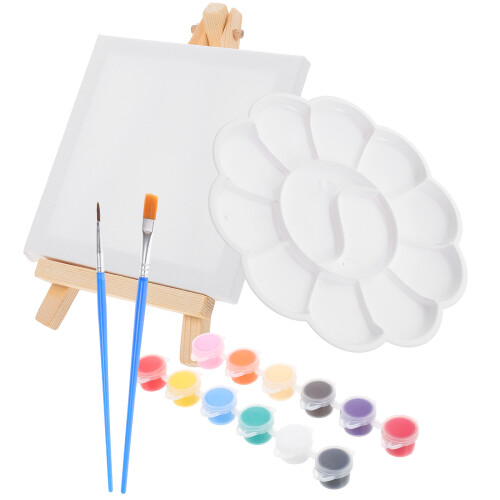 4Sets Compact Mini Easel Desktop Acrylic Paint Set with Stand
