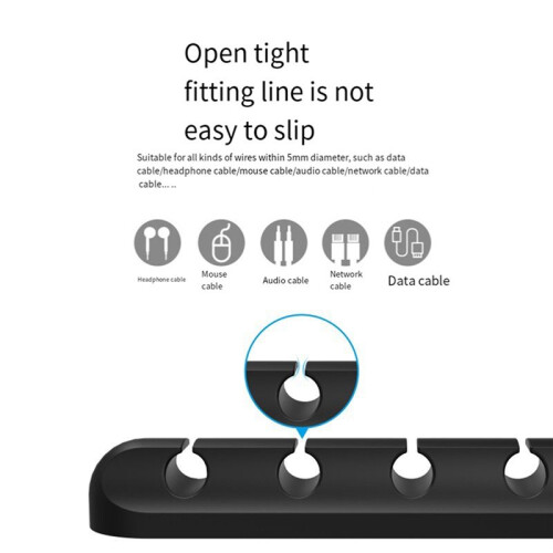 5 Holes Self-Adhesive Power Cord Manager Fixed Chuck Plug Mouse Cable Headset Winder Mobile Phone Data Cable Card Black 2
