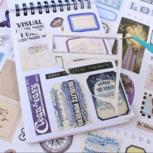 Vintage-Aufkleber für Scrapbooking, 50 Blatt Vorgeschnittenes Washi-Aufkleberbuch für Journaling, Junk-Journal-Zubehör C