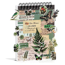 Vintage Stickers for Scrapbooking, 50 Sheets Precut Washi Stickers Book for Journaling, Junk Journal Supplies A