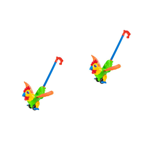 2Pcs Push and Pull Baby Walker Toy Cartoon Rooster Early Learning 2