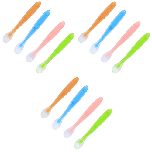 12Pcs Baby Spoons Silicone Soft-Edge Safe Tableware for Kids Assorted 1