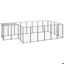 Chenil exterior jaula recinto parque animales perro 8,47 m² 110 cm acero negro 02_0000558