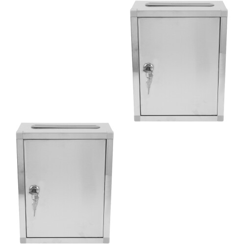 2Pcs Multi-Functional Silver Lockable Suggestion and Donation Box 2