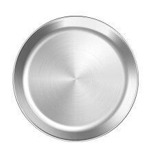 3Pcs Silver Round Shape Stainless Steel Plates for Home Food Storage