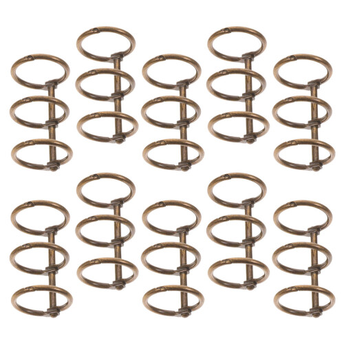 50Pcs Brown Alloy Three-Hole Binder Rings Smooth Surface for Daily Use 2