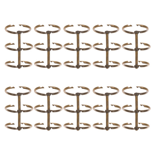50Pcs Brown Alloy Three-Hole Binder Rings Smooth Surface for Daily Use 1