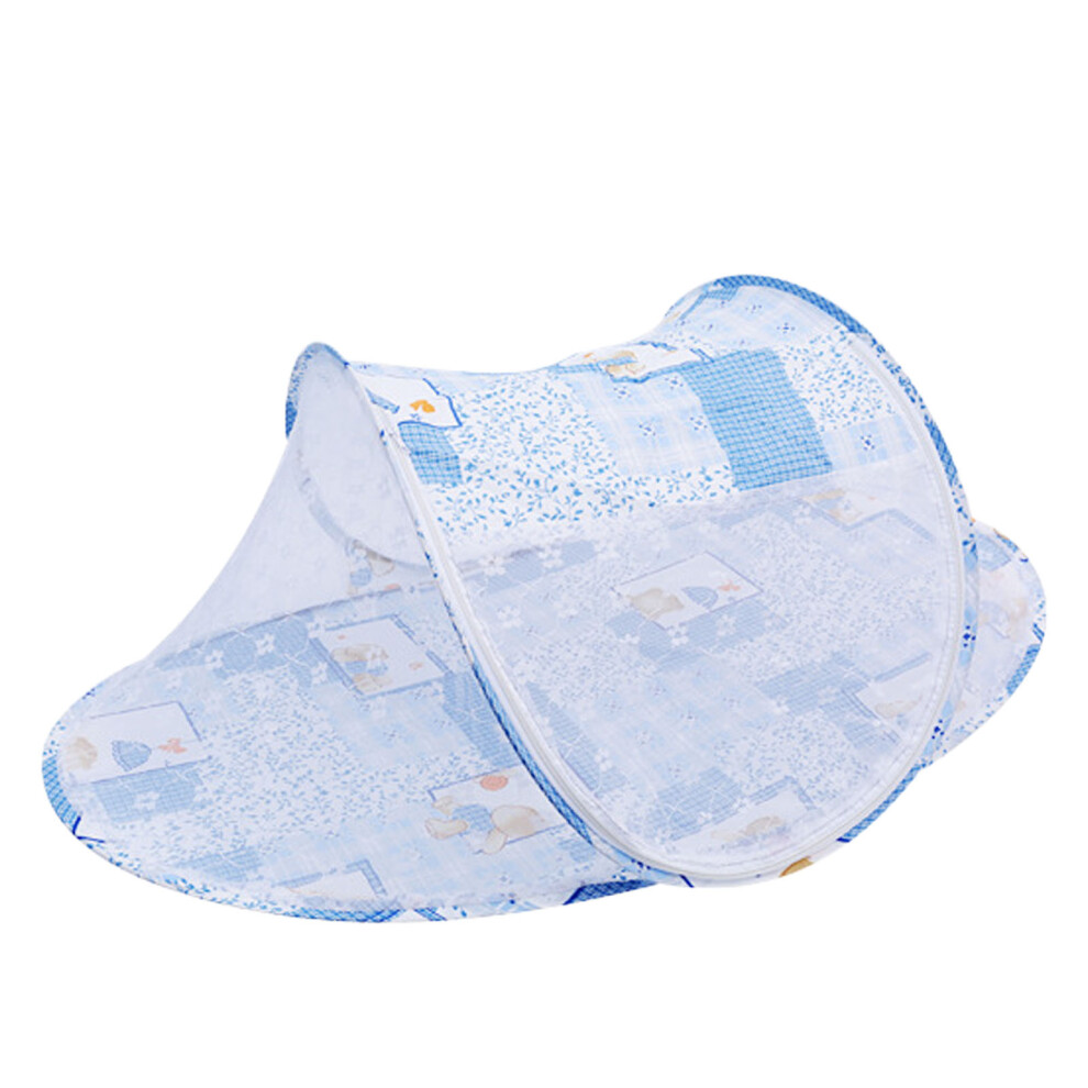 Baby Crib Netting Tent Easy Access Zipper & Compact Storage Blue