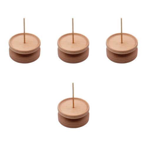 4Pcs Household Wood Thread Holder Sturdy Sewing Thread Rack Beige 2