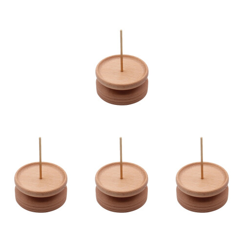 4Pcs Household Wood Thread Holder Sturdy Sewing Thread Rack Beige 1