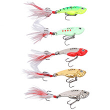 Dynamic Fishing Companion, Explosive Color Spinner Spoon, Vibrant Metal Blade Swimbait, Lure with Feathered Hooks, Saltwater Freshwater Tackle (5Pcs)