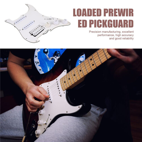 Garde Du Corps de Guitare ÉLectrique AssembléS de Plaque à Gratter PréCâbléS ChargéS 11 Trous Ssh Blanc 2