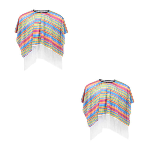 2Pcs Kids Bathrobe Multi-Color Hot Spring Cloak with Fun Tassels 2