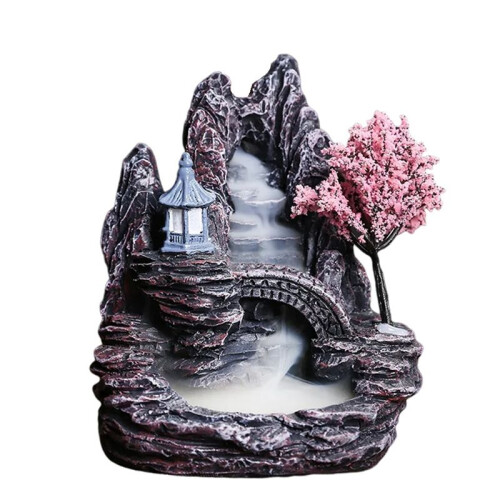 High Mountain Flowing Waterfall Backflow Incense Burner Home Fragrance Diffuser Incense Burner Decoration,E 1
