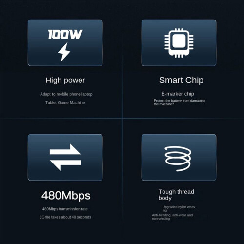 PD 240W Charging Cable Double-Ended Type C to USB Type C 240WPD Data Cord 1M