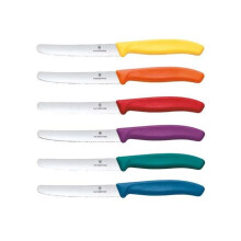 Set de 6 couteaux Ă tomates - VICTORINOX - Swiss Classic - Acier inoxydable - Coloris assortis