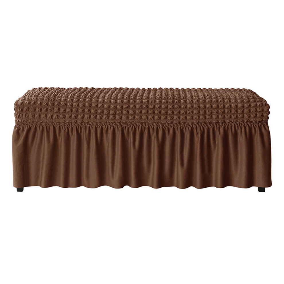 Stretch Fabric Bench Cover With Skirt, Spandex Slipcover For Dining Bench Protector Rectangle Elastic Seat Cover With Elegant Skirt Design, Full Prote 9468298331526