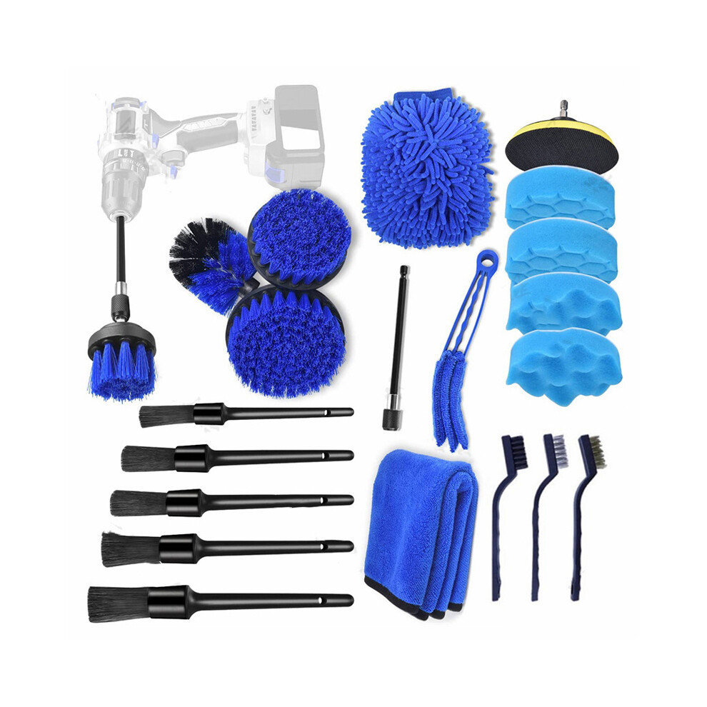 21Pcs Car Detailing Brush Kit Drill Wire Cleaner For Interior & Exterior 7901372698716