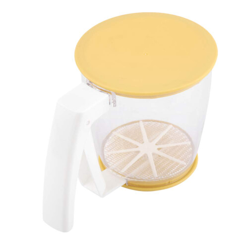 Flour Sifter with Lid for Baking, Plastic Manual Sifter for Cakes with Precise Portion Control