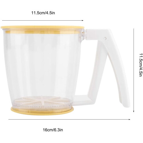 Flour Sifter with Lid for Baking, Plastic Manual Sifter for Cakes with Precise Portion Control 1