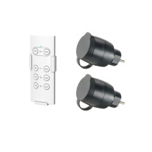 Pack di 2 prese telecomandate per uso esterno + telecomando - GAO - 230 V - Nero