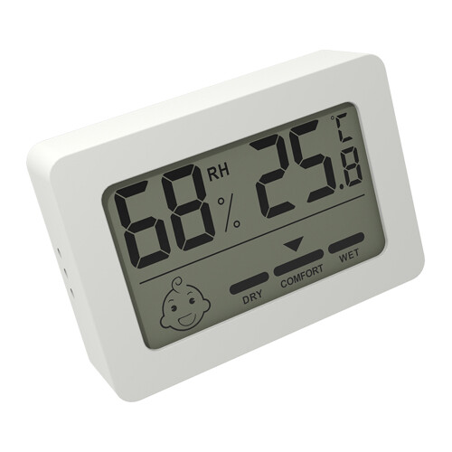 Digital Indoor Thermometer Hygrometer, LCD Display, /, Compact White/Black
