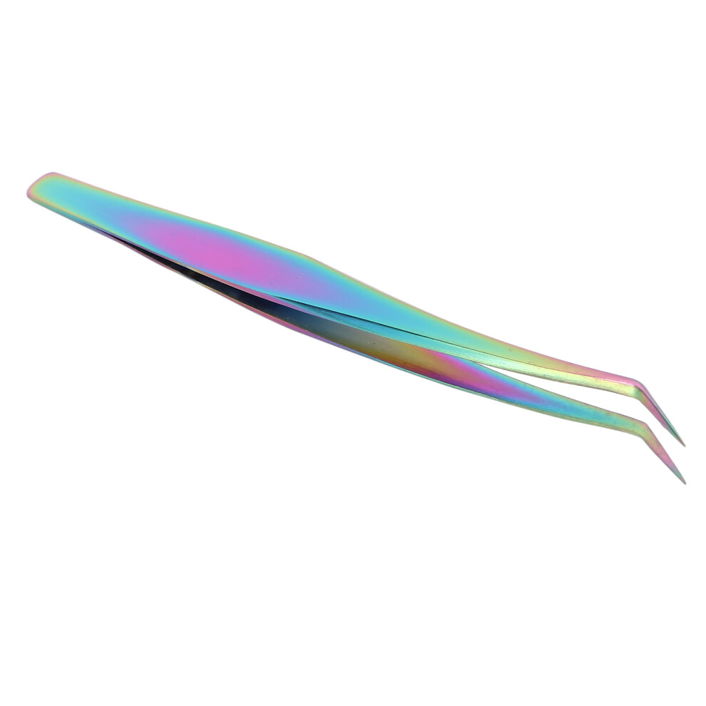 Ergonomic Stainless Steel Lash Tweezers with Curved Tip for Accurate Grafting