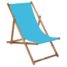 SPRINGOS Transat de Jardin imprégné Chaise longue pliante en bois de plage 120 kg - Bleu