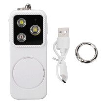 Safety Alarm 150dB with LED Light, USBC Rechargeable Self Defense Keychain for Running and Hiking White