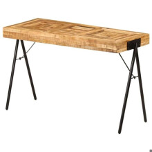 Mesa de escritório móvel de trabalho em informática, mesa de escrever em madeira de mangueira maciça 118 cm 0502085